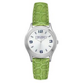 Women's NYC Large Round Leather Strap Watch